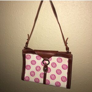 Dooney & Bourke Pink and Tan Logo Shoulder Bag (Rare )